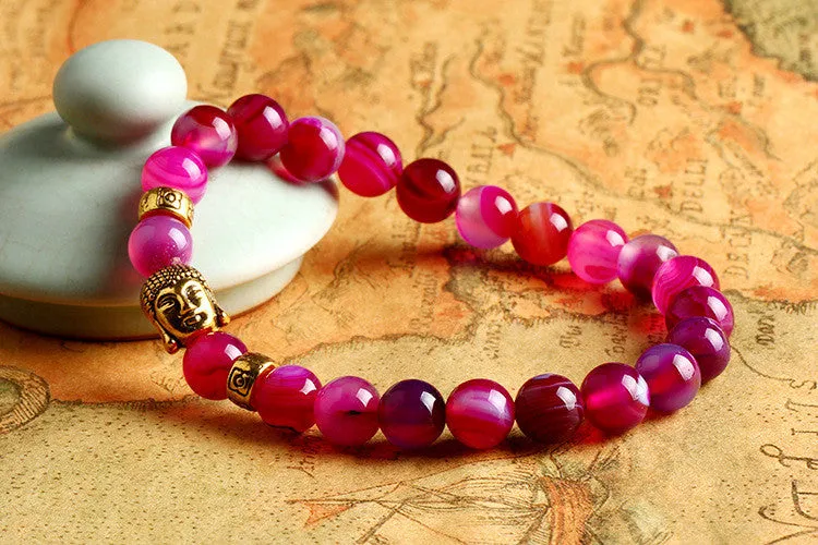 New Fashion Men's Bracelet Gold Silver Buddha skull Elastic Black Color Beaded Tibet Charm Lucky bracelets for women