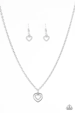 Paparazzi Necklace ~ Heartbreak Hotel - White
