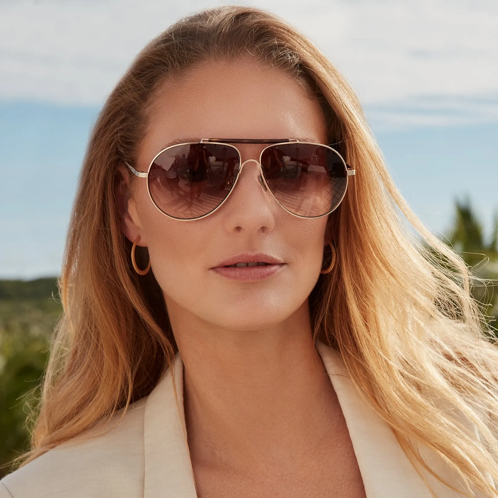 PATRICIA NASH - GLORIA   BRUSHED GOLD   BROWN GRADIENT SUNGLASSES