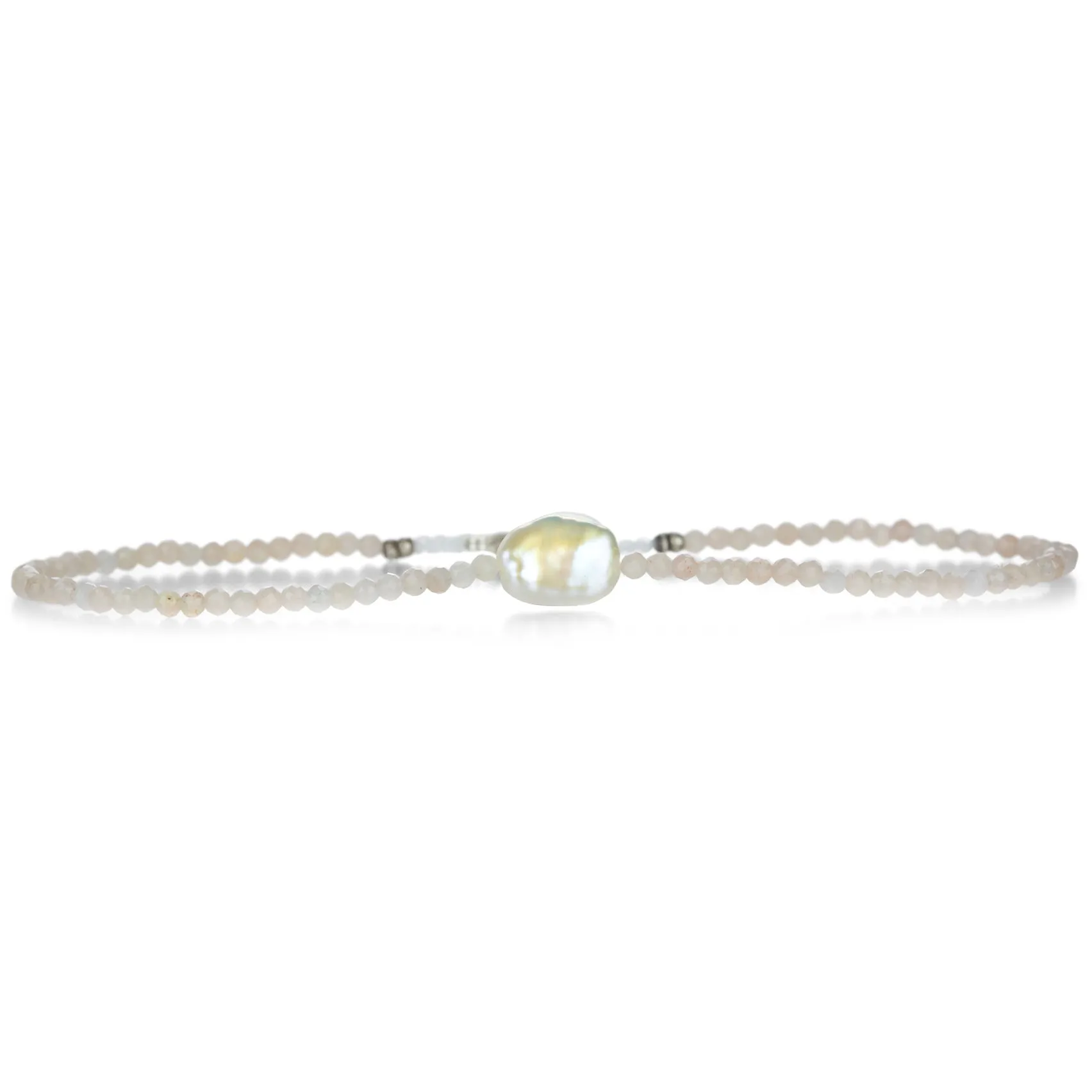 Peach Moonstone and Pearl Bracelet