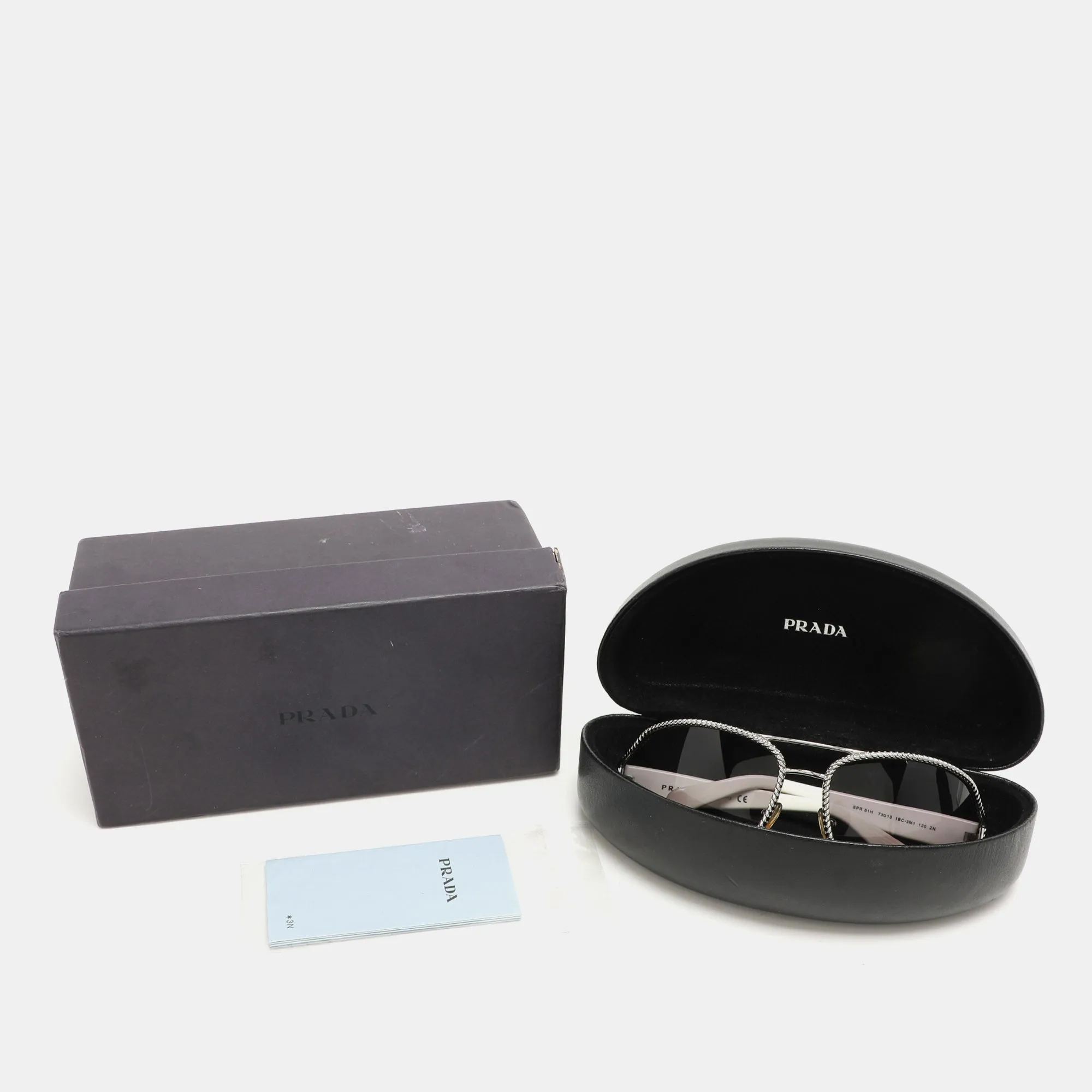 Prada Black/white Metal Shield Spr 61H Sunglasses