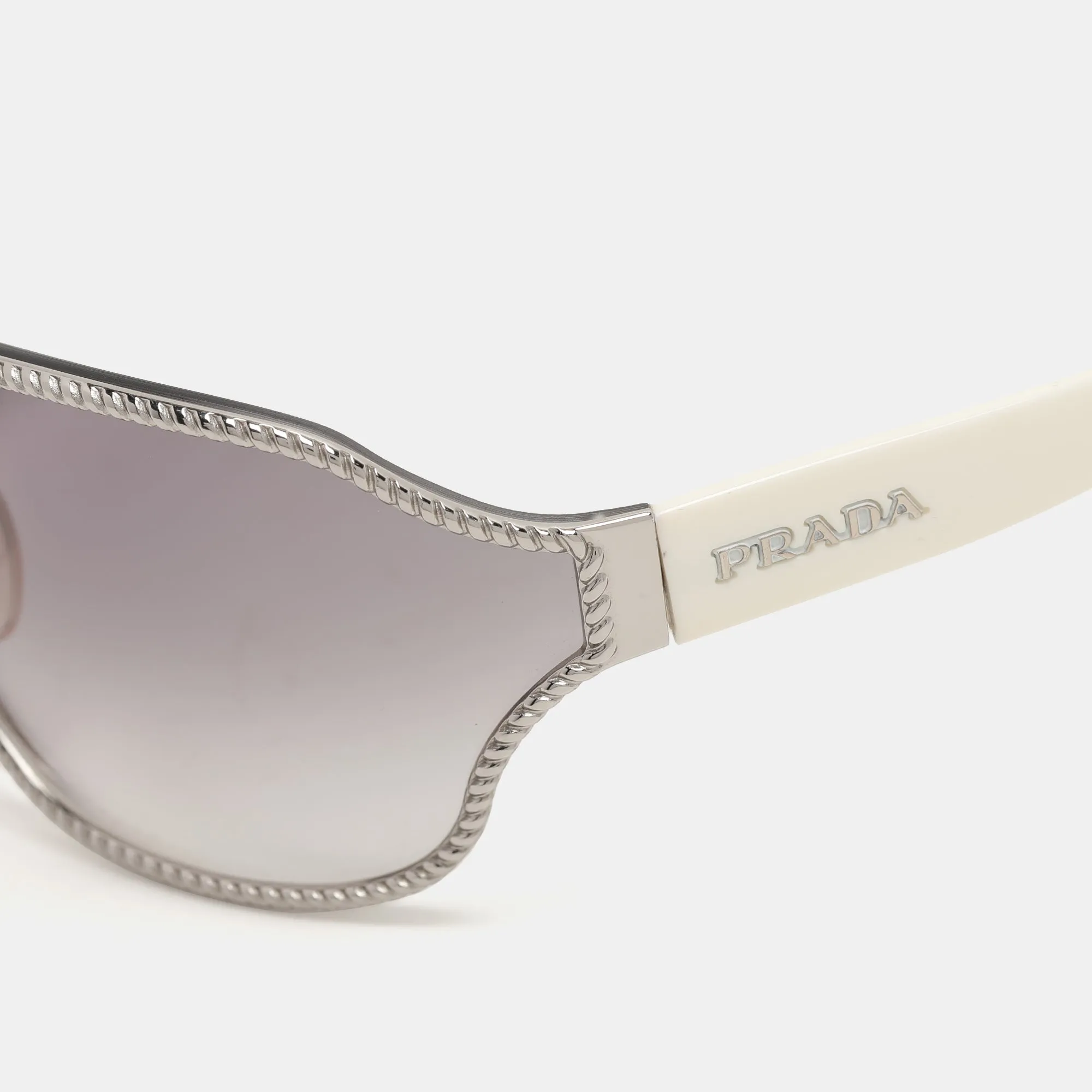 Prada Black/white Metal Shield Spr 61H Sunglasses