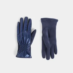 Puffer Stretch Wrist Touchscreen Gloves - Navy - Final Sale