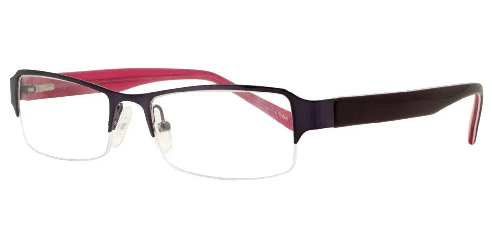 PZ 8736 ST - Half Rimmed Clear Lens Stainless Steel Sunglasses