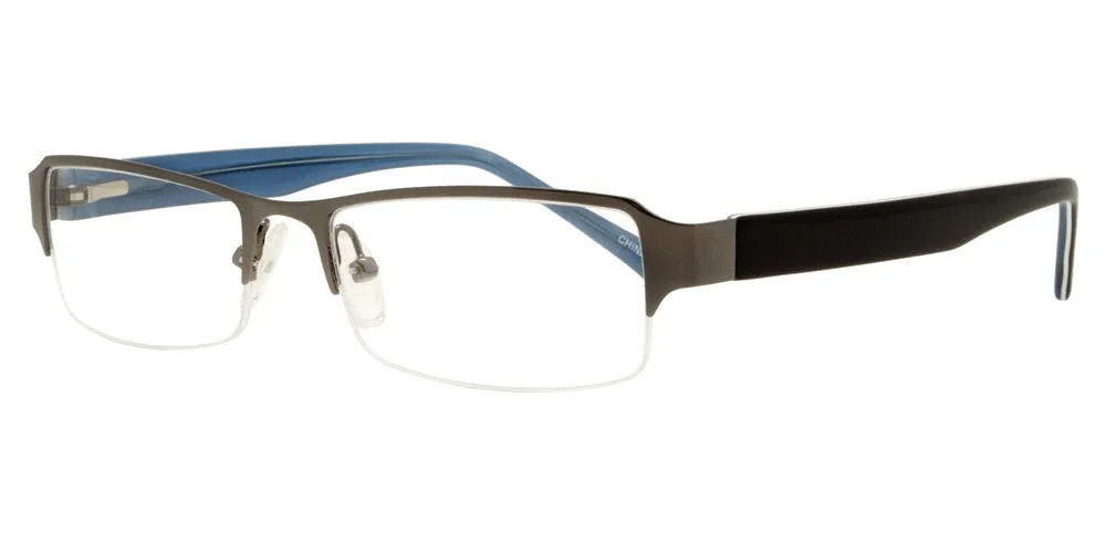 PZ 8736 ST - Half Rimmed Clear Lens Stainless Steel Sunglasses