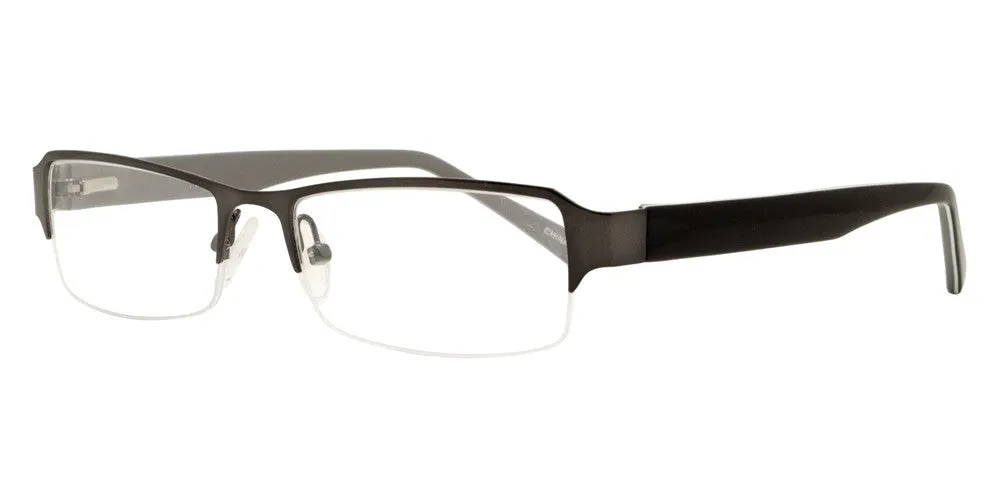 PZ 8736 ST - Half Rimmed Clear Lens Stainless Steel Sunglasses