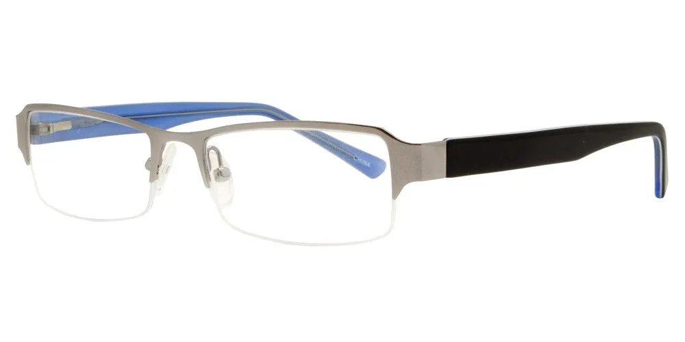 PZ 8736 ST - Half Rimmed Clear Lens Stainless Steel Sunglasses