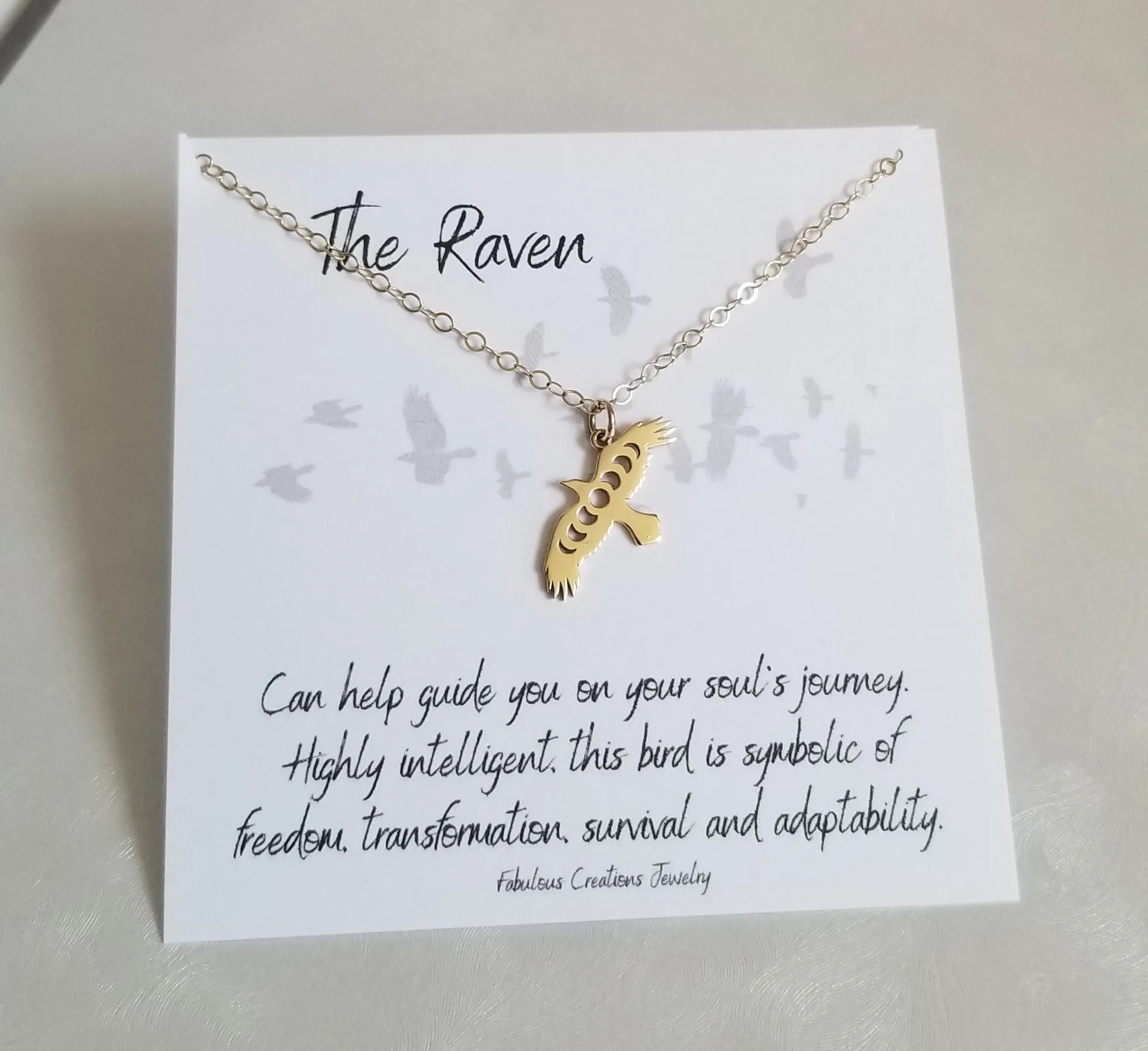 Raven Charm Necklace, Bird Jewelry, Transformational Jewelry, Inspirational Gift