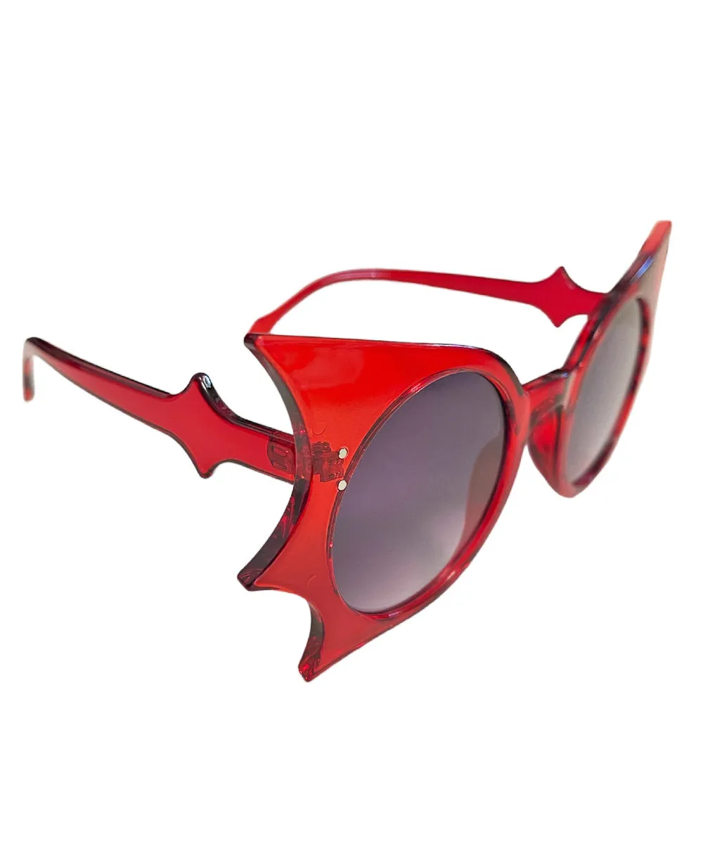 Ruby Red Gothic Chic Oversized Retro Sunglasses