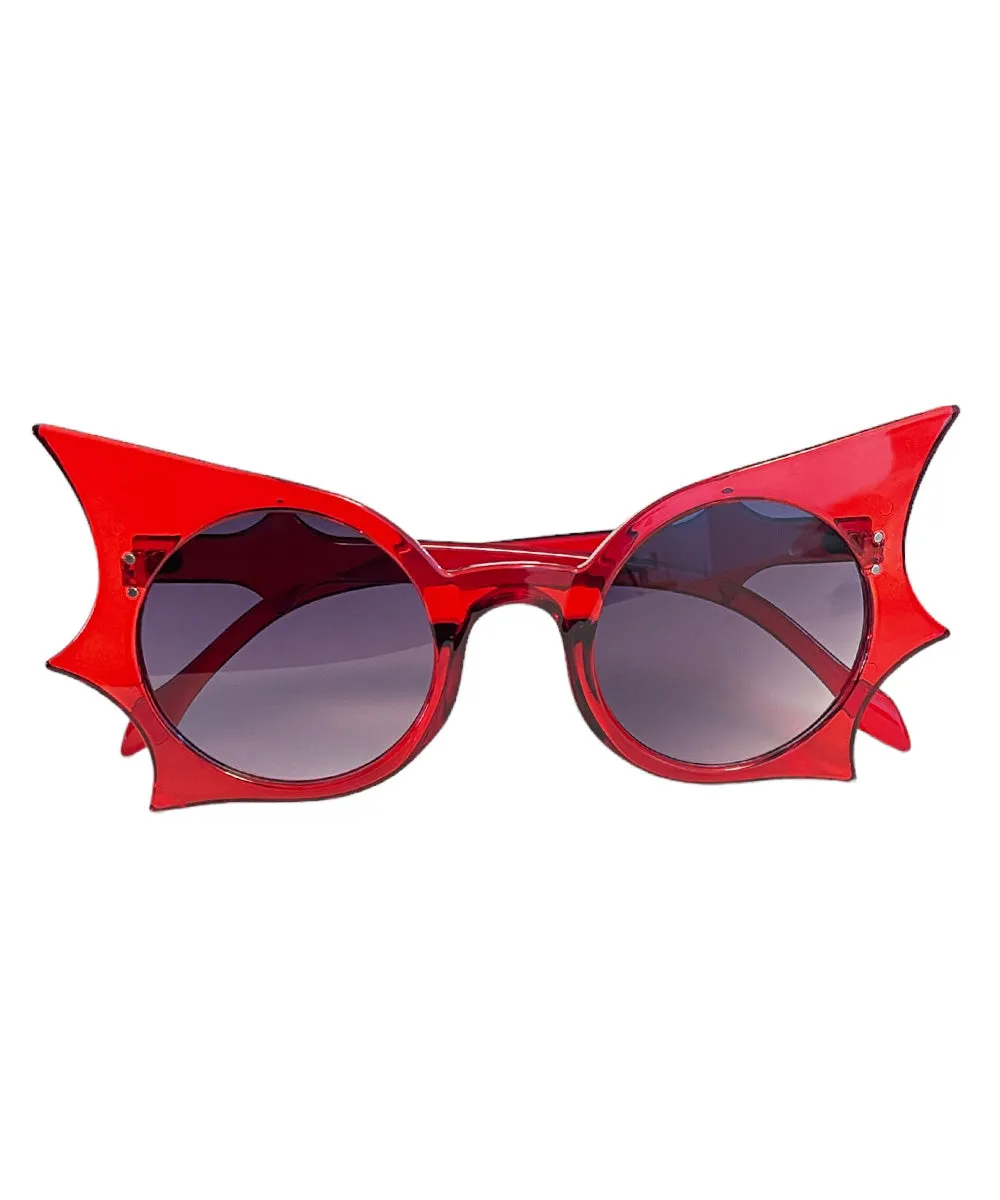 Ruby Red Gothic Chic Oversized Retro Sunglasses