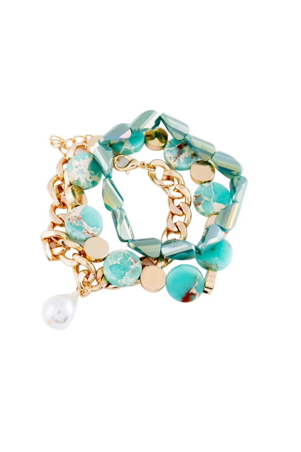 Semi Precious Stone and Pearl Bracelet