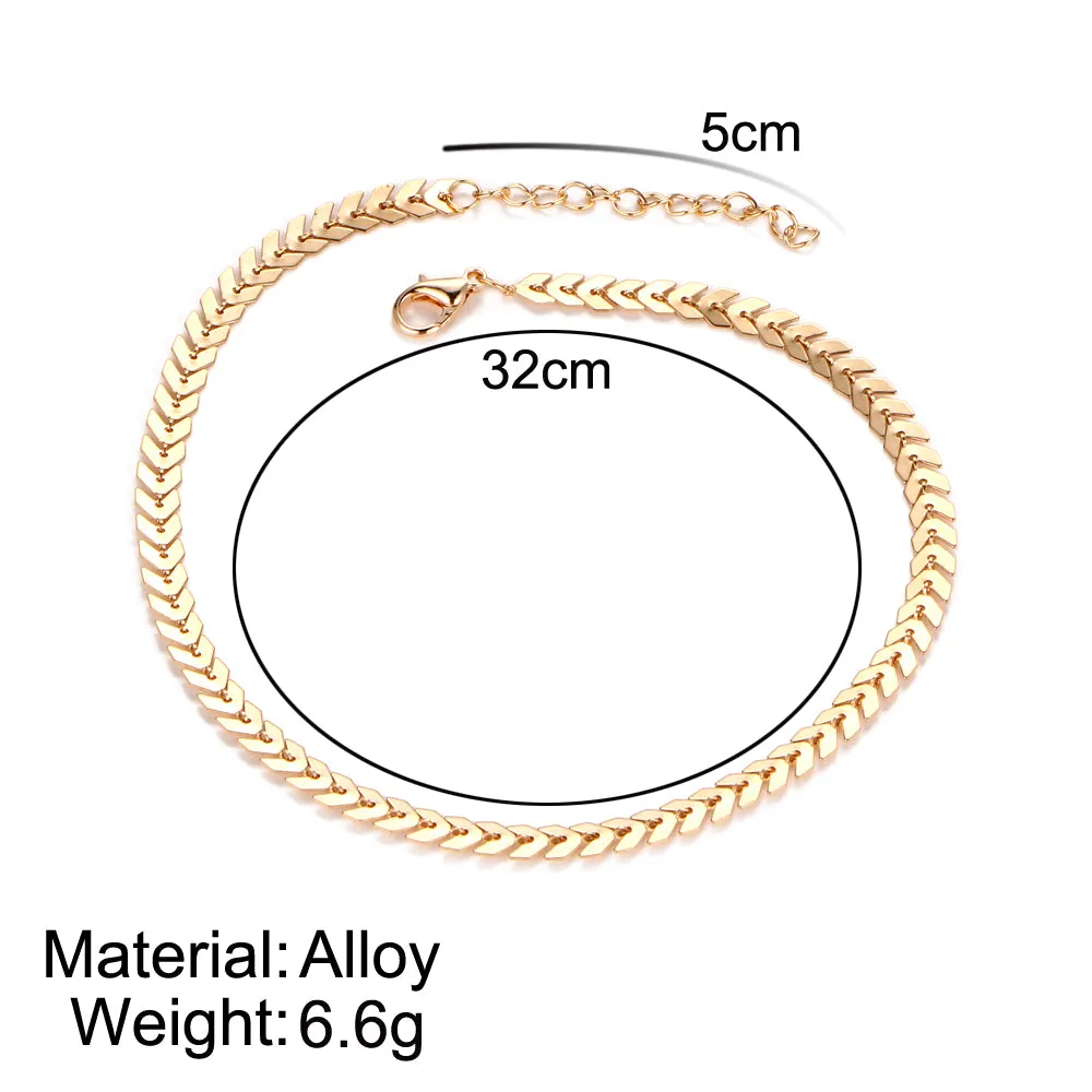 Short Arrow Leaf Choker Necklaces