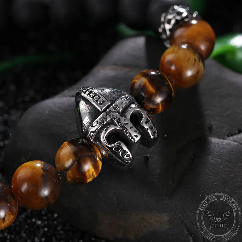 Spartan Stainless Steel Stone Bead Bracelet