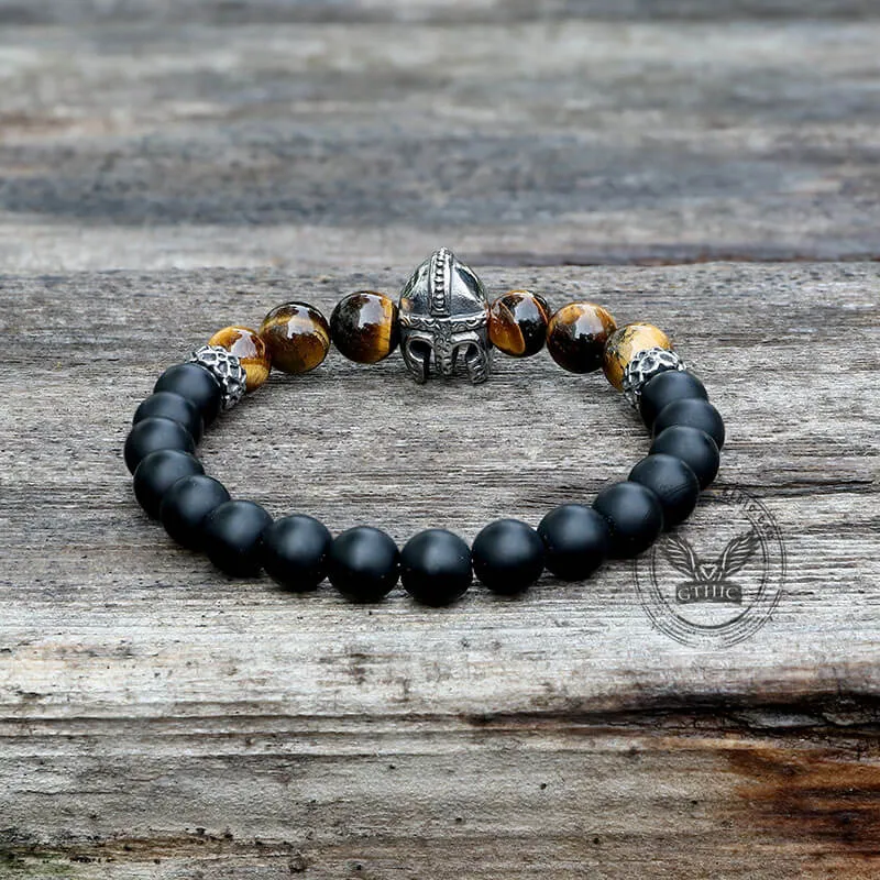 Spartan Stainless Steel Stone Bead Bracelet