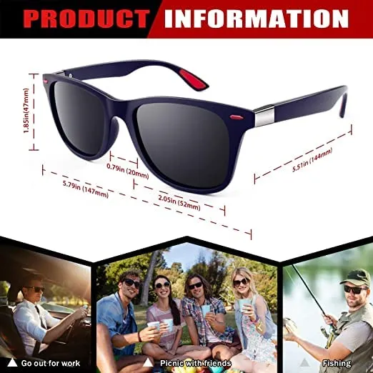 Square Light Weight Durable Matt Finished Premium Polarised UV Protected Sunglasses for Men and Women