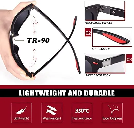 Square Light Weight Durable Matt Finished Premium Polarised UV Protected Sunglasses for Men and Women
