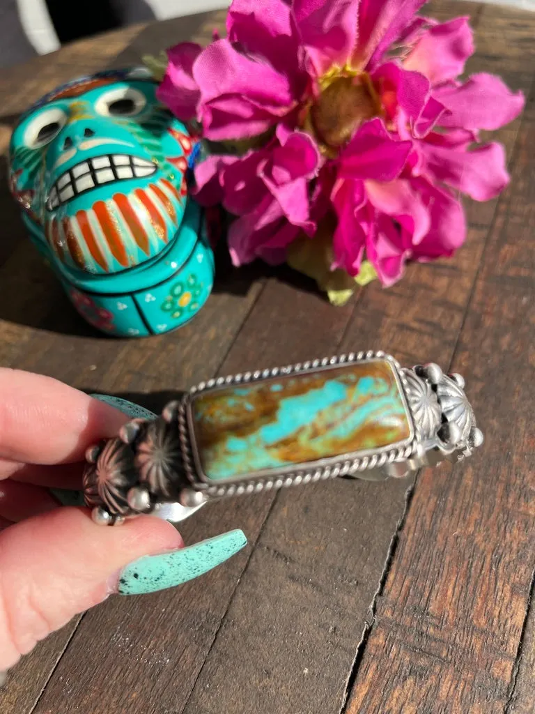 Stamped Royston Turquoise Cuff #1