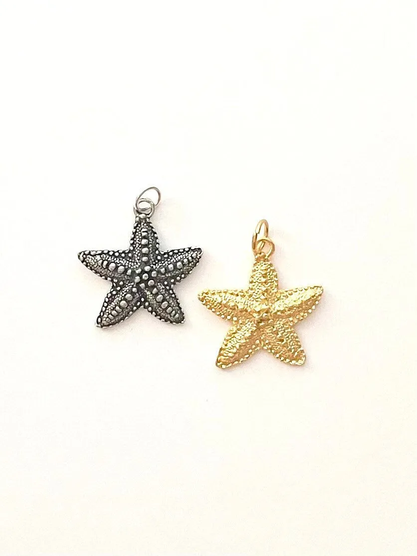 Starfish Charm, Beach Charm, Beach Jewelry, Summer Jewelry, Gold Starfish, Nautical Charm, Sea Creature Charm, Ocean Charm, Gold Starfish