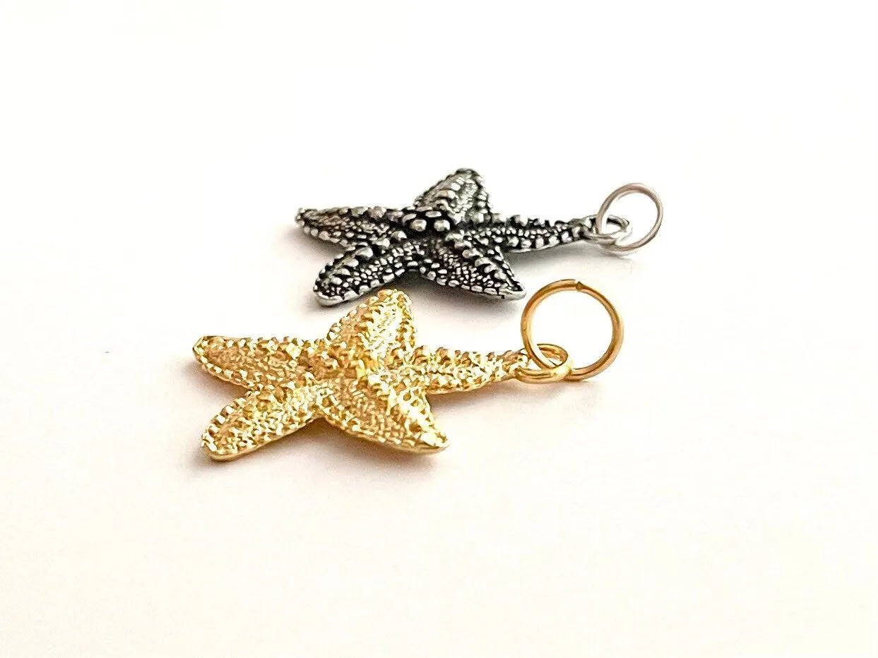 Starfish Charm, Beach Charm, Beach Jewelry, Summer Jewelry, Gold Starfish, Nautical Charm, Sea Creature Charm, Ocean Charm, Gold Starfish