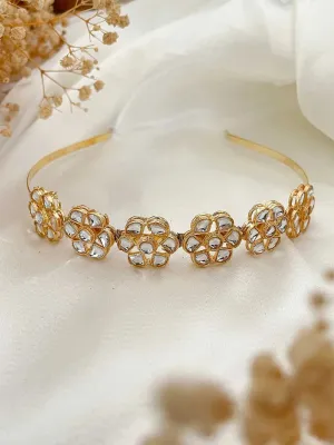 Trendy Flower Shaped Kundan Hairband