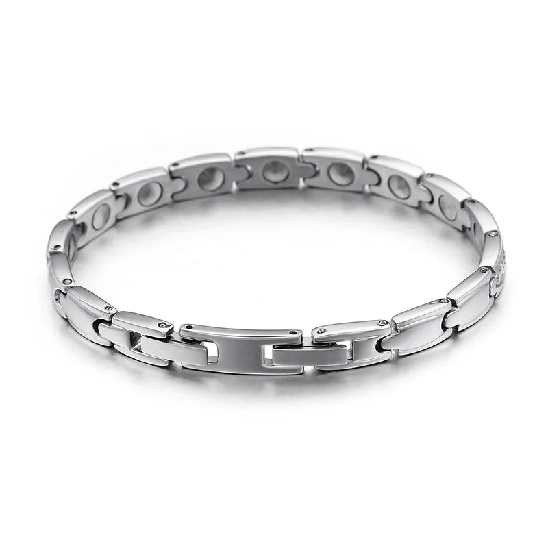 Trendy Multi-Color Stainless Steel Couple Bracelets with Stones for Fashionable Men and Women in Japan and South Korea