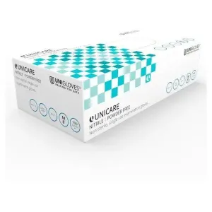 Unicare 100 Blue Nitrile Powder Free Gloves Large