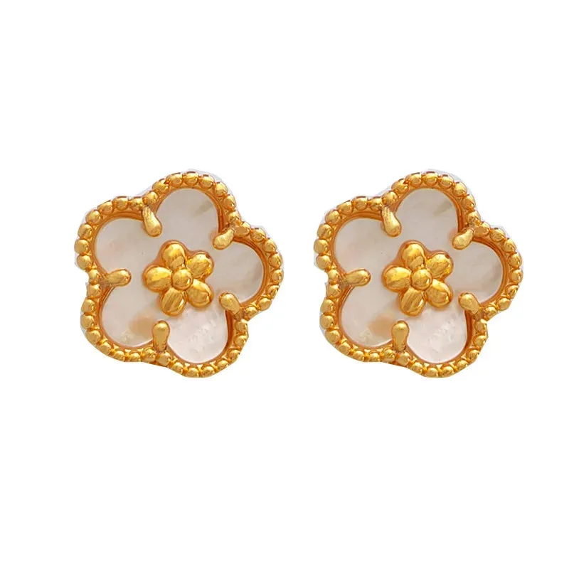 VAIGE Floral Elegance Stud Earrings in Gold and Silver