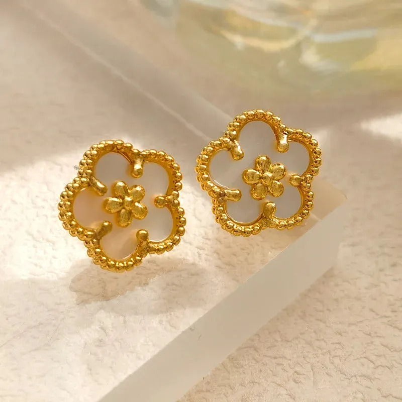 VAIGE Floral Elegance Stud Earrings in Gold and Silver