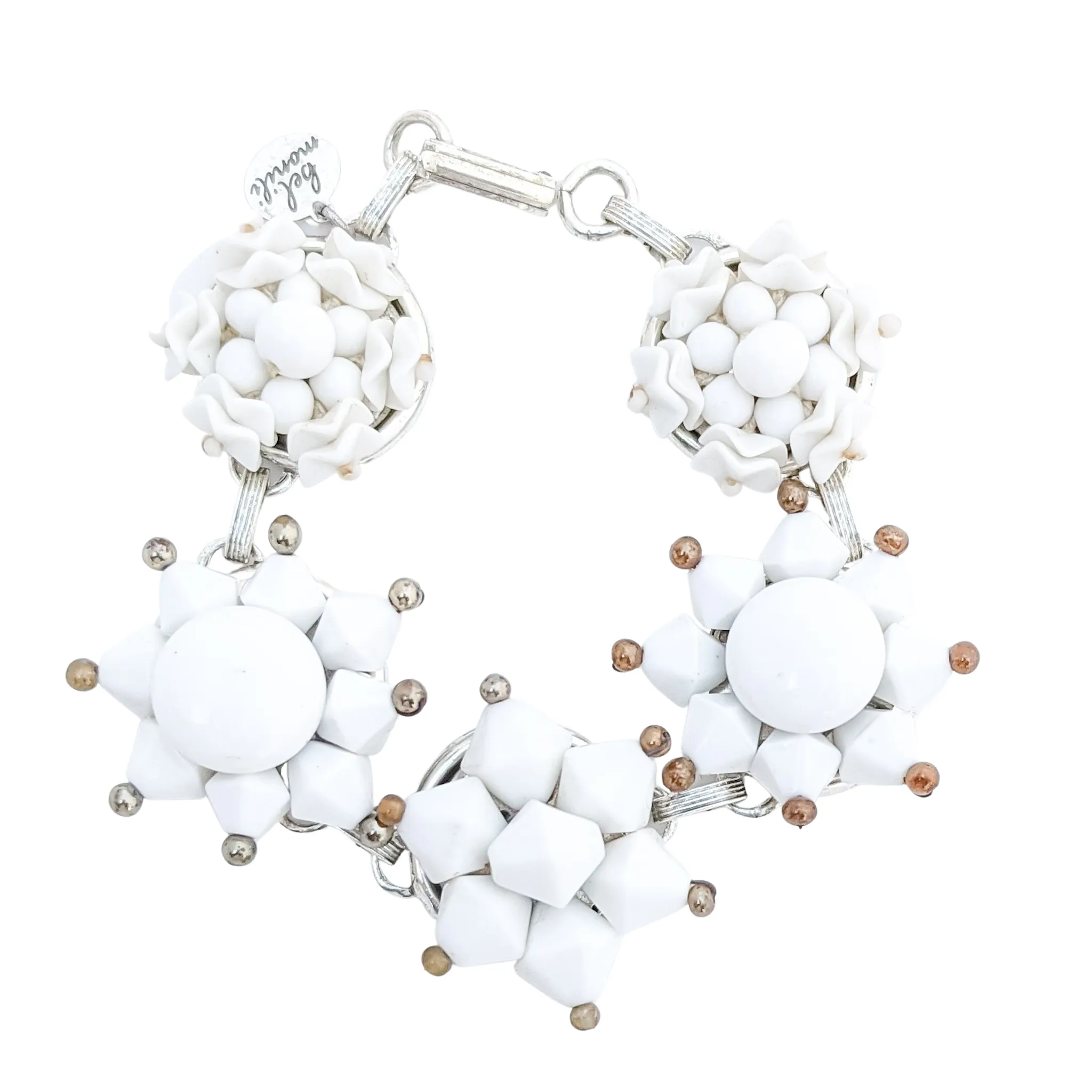 White Stars Glass Vintage Cluster Bracelet