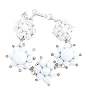 White Stars Glass Vintage Cluster Bracelet