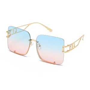 Women's Fevani Blue Pink Square Oversized Sunglasses