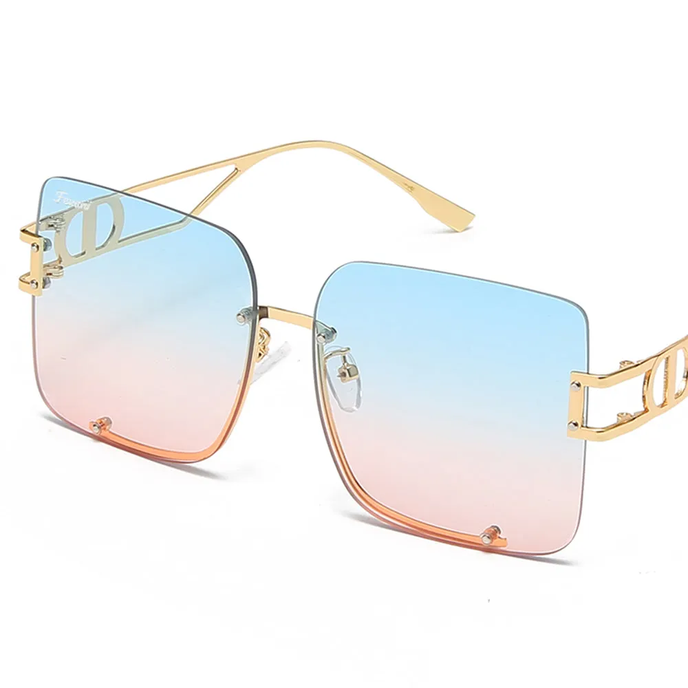 Women's Fevani Blue Pink Square Oversized Sunglasses