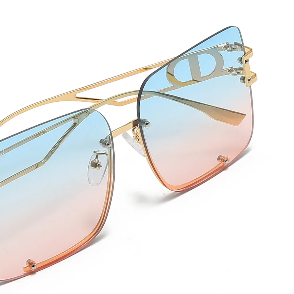 Women's Fevani Blue Pink Square Oversized Sunglasses
