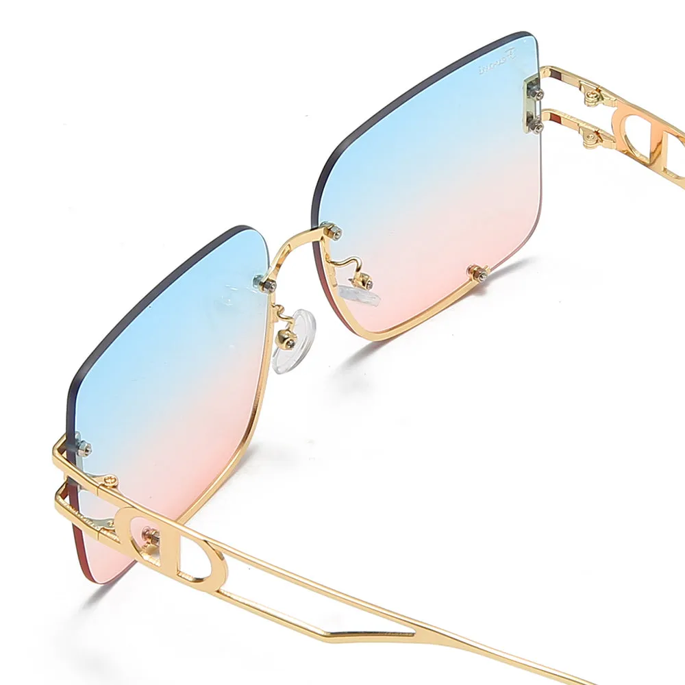 Women's Fevani Blue Pink Square Oversized Sunglasses
