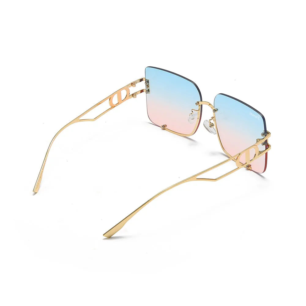 Women's Fevani Blue Pink Square Oversized Sunglasses