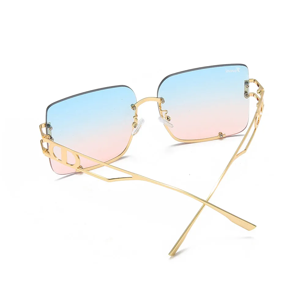 Women's Fevani Blue Pink Square Oversized Sunglasses