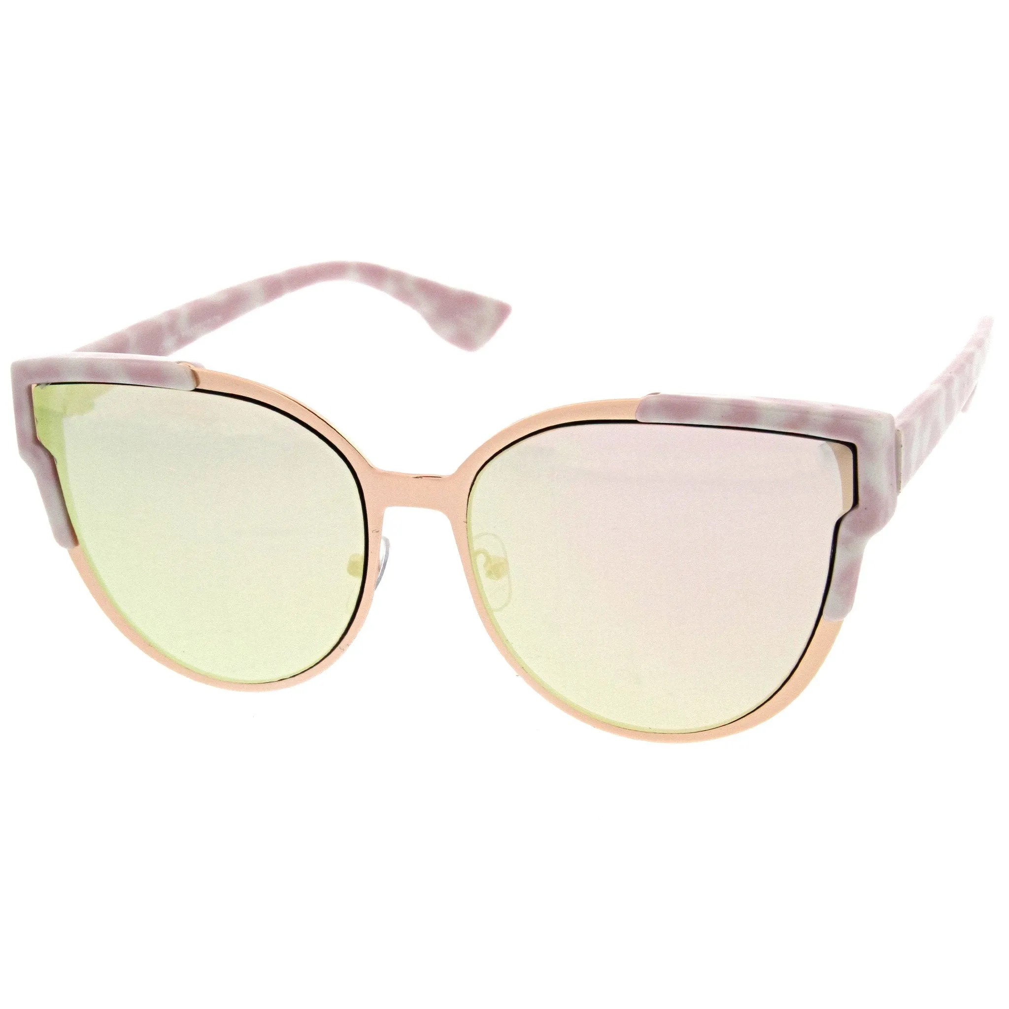 Women's Infinity Mirrored Flat Lens Marble Print Sunglasses A821