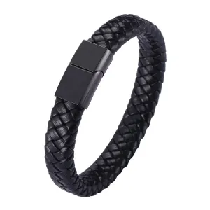Zendure Men or Woman's Braided Genuine Leather Bracelet with Stainless Steel Closure, Adjustable Cuff Bangle Bracelet